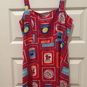 LOFT Red and Blue Graphic Maxi Dress